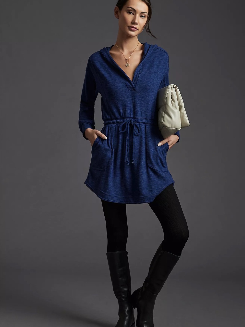 Anthropologie Daily Practice Hooded Dress Navy Size XS